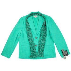 NWT Le Suit Blazer Women's Size 18 Green Scarf Office Work Travel Seafoam